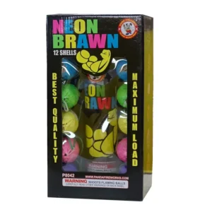 neon brawn artillery shells winda fireworks 12 piece box